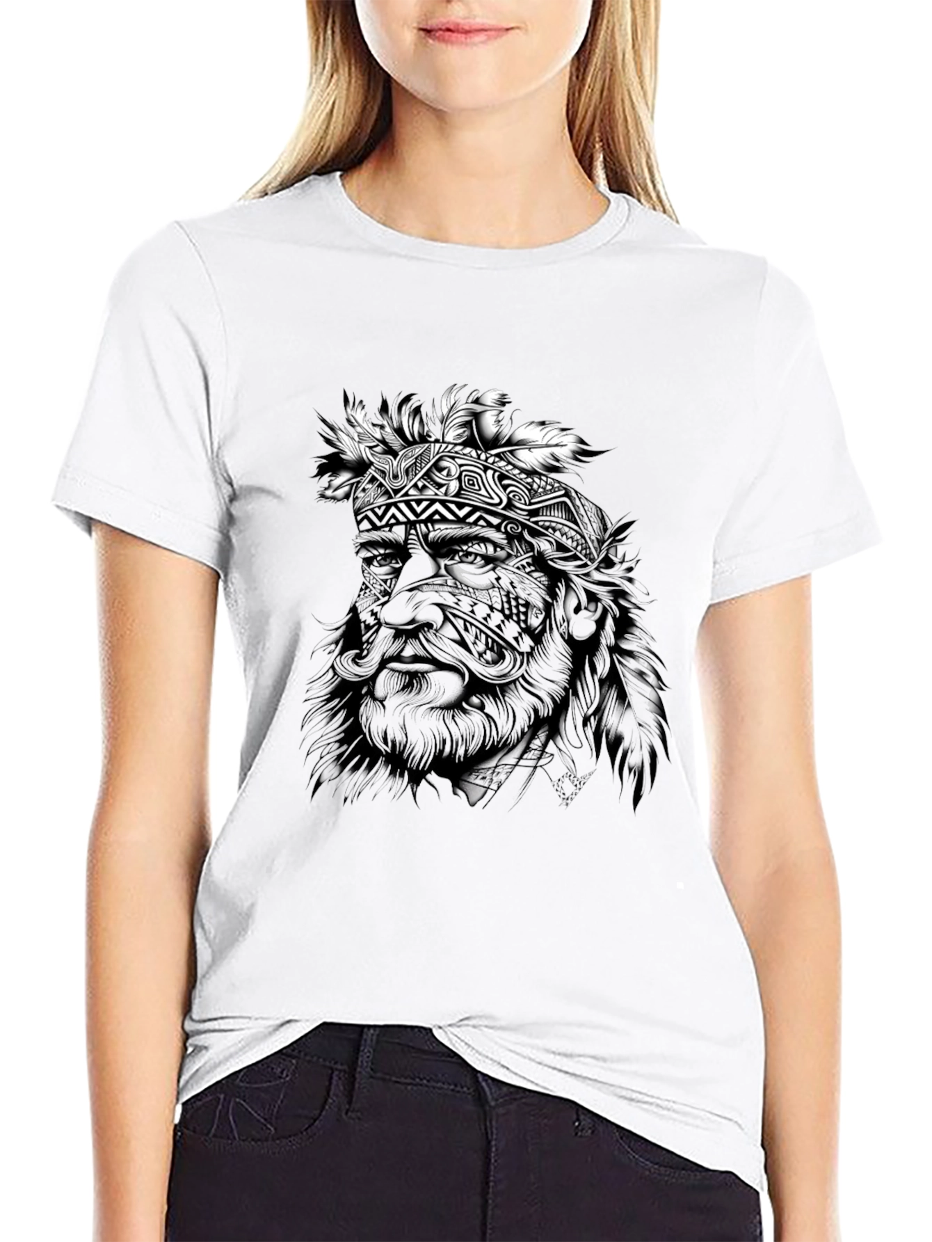 Tribal Chief Graphic Black T-Shirt