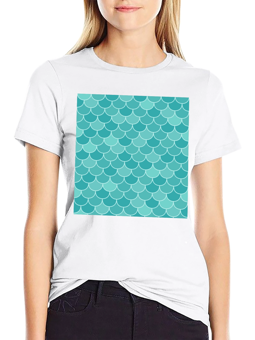 Mermaid Scale Pattern Tee - Stylish Graphic T-Shirt