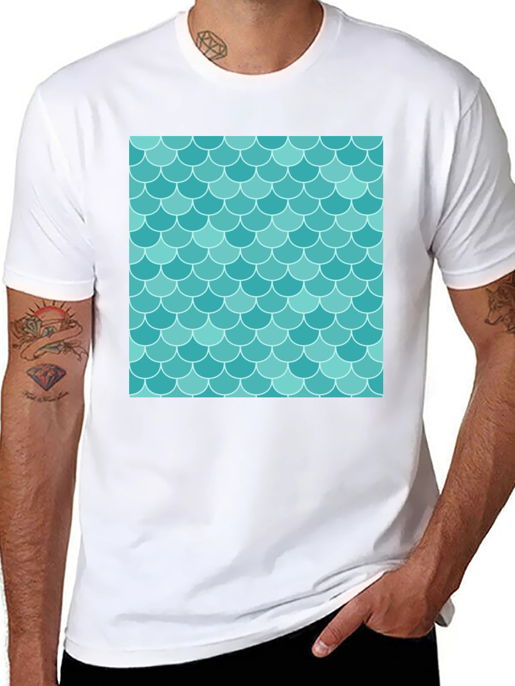 Mermaid Scale Pattern Tee - Stylish Graphic T-Shirt