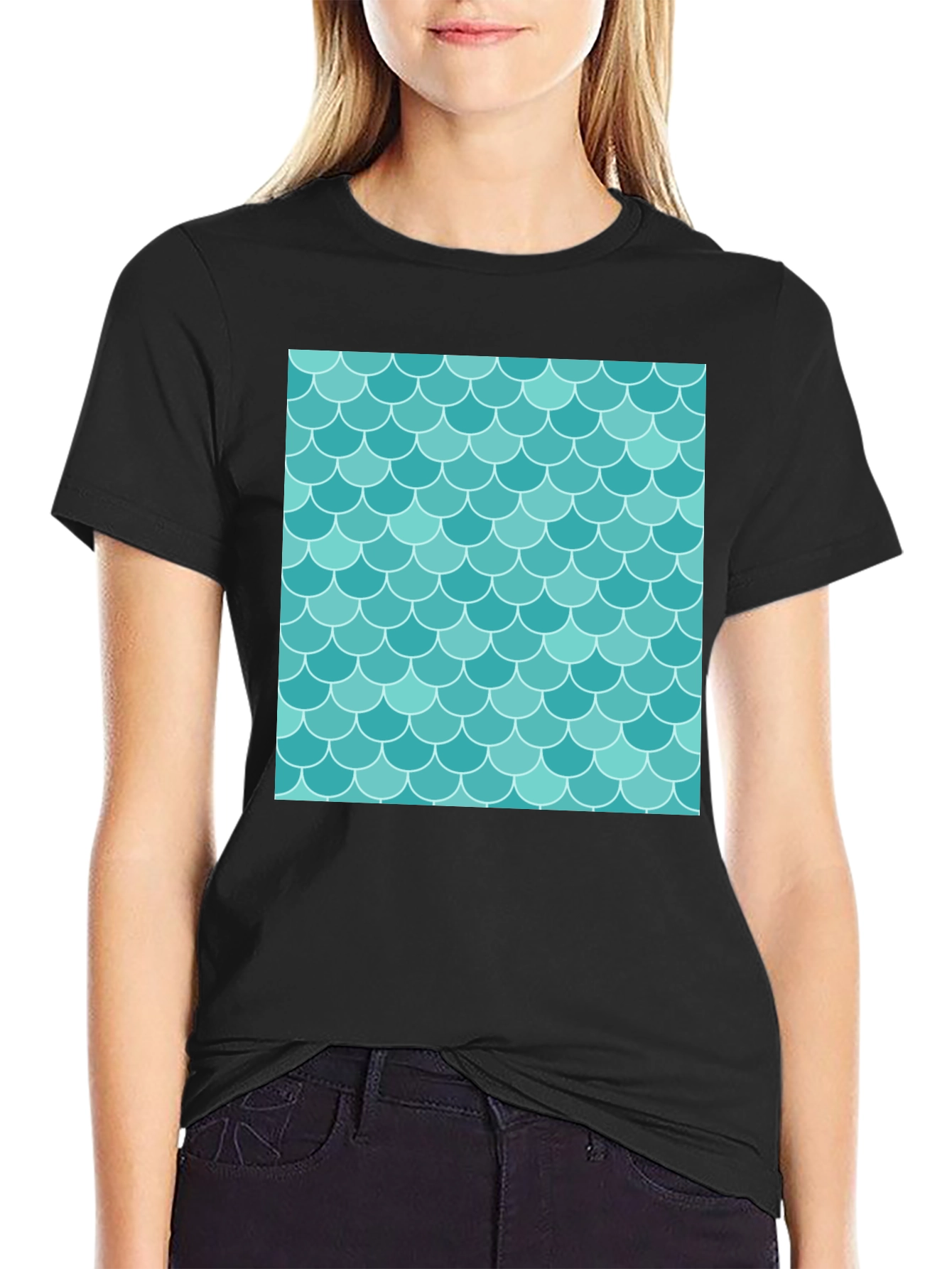 Mermaid Scale Pattern Tee - Stylish Graphic T-Shirt