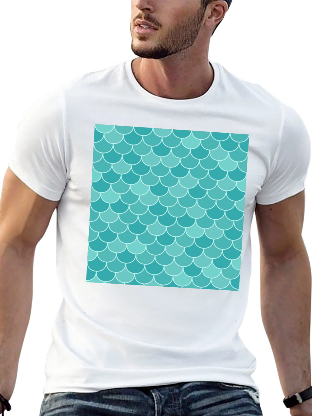 Mermaid Scale Pattern Tee - Stylish Graphic T-Shirt