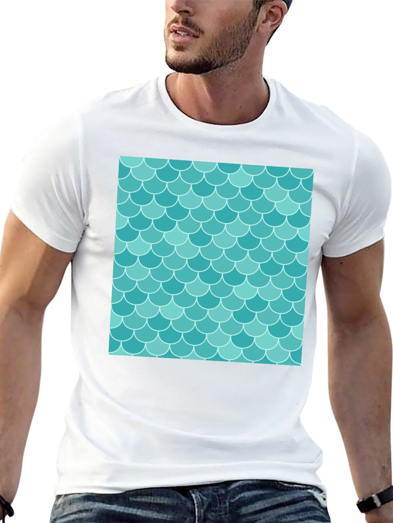 Mermaid Scale Pattern Tee - Stylish Graphic T-Shirt