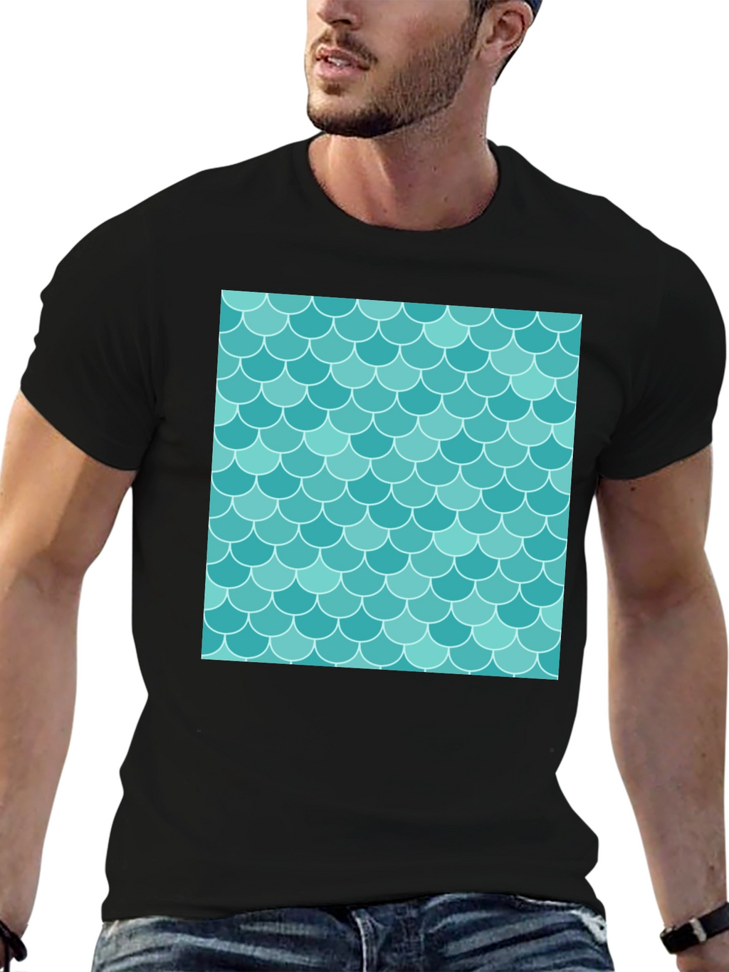 Mermaid Scale Pattern Tee - Stylish Graphic T-Shirt