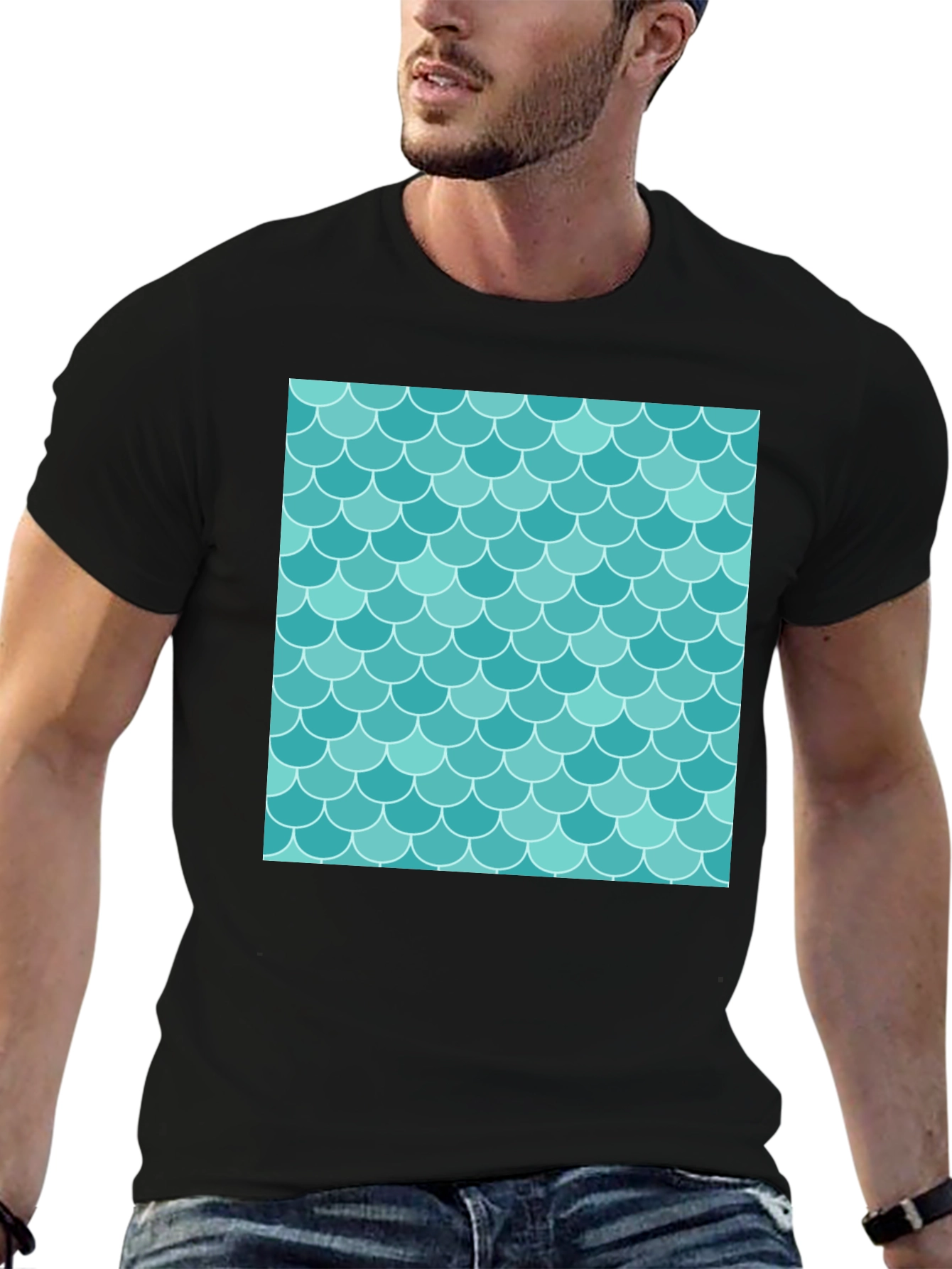 Mermaid Scale Pattern Tee - Stylish Graphic T-Shirt