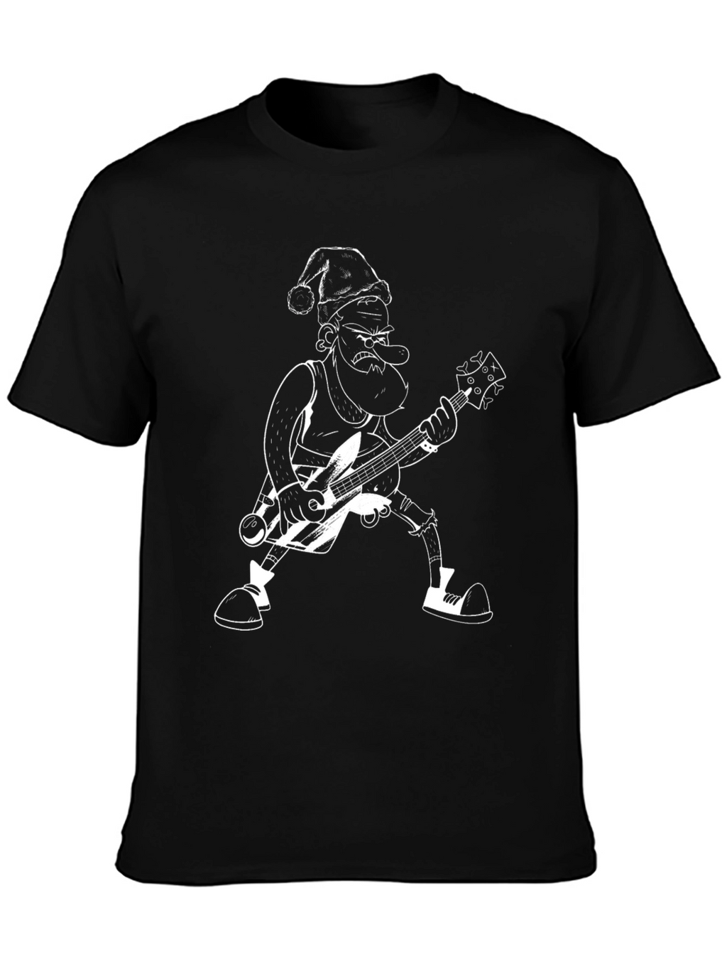 Santa Rocker Tee - Cartoon Graphic T-Shirt