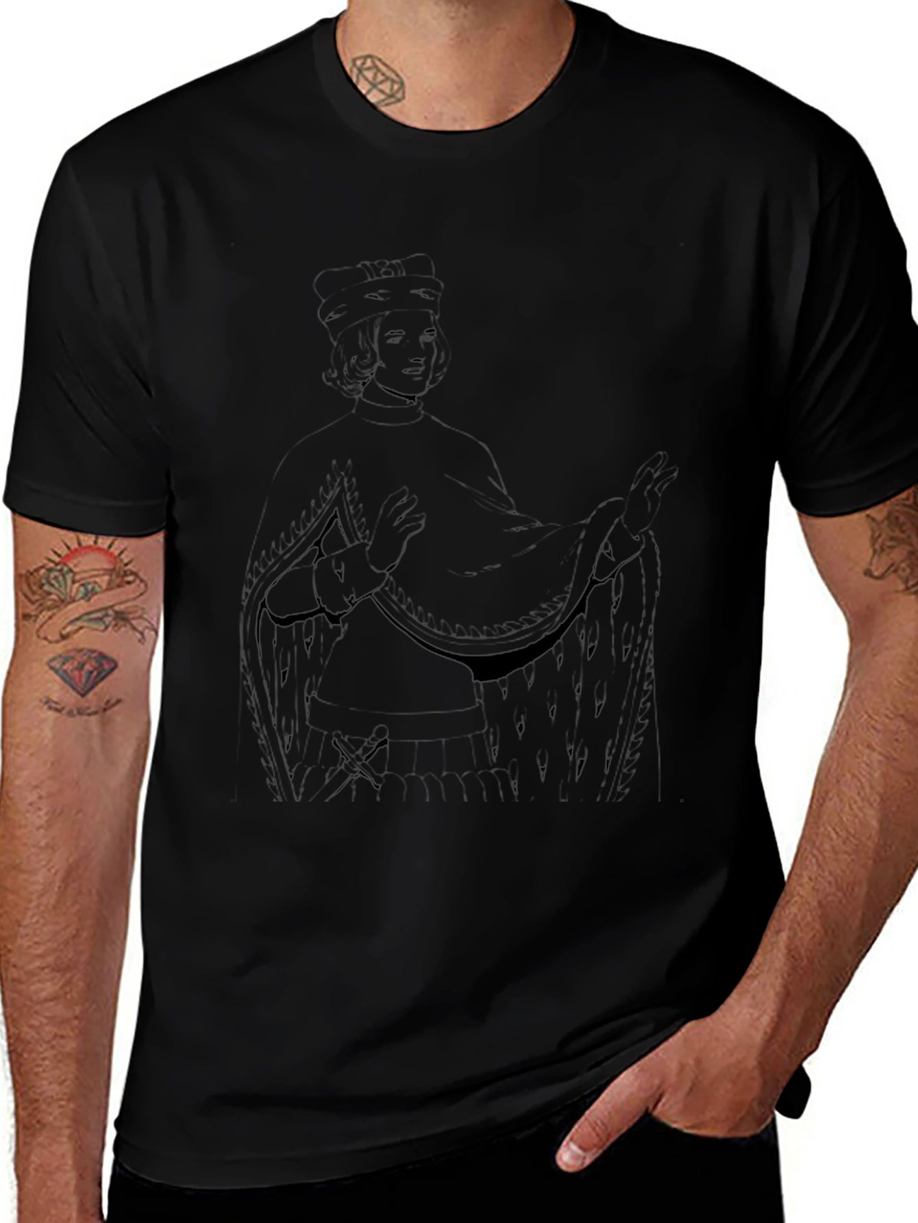 Black Queen of Hearts T-Shirt - Classic Card Design