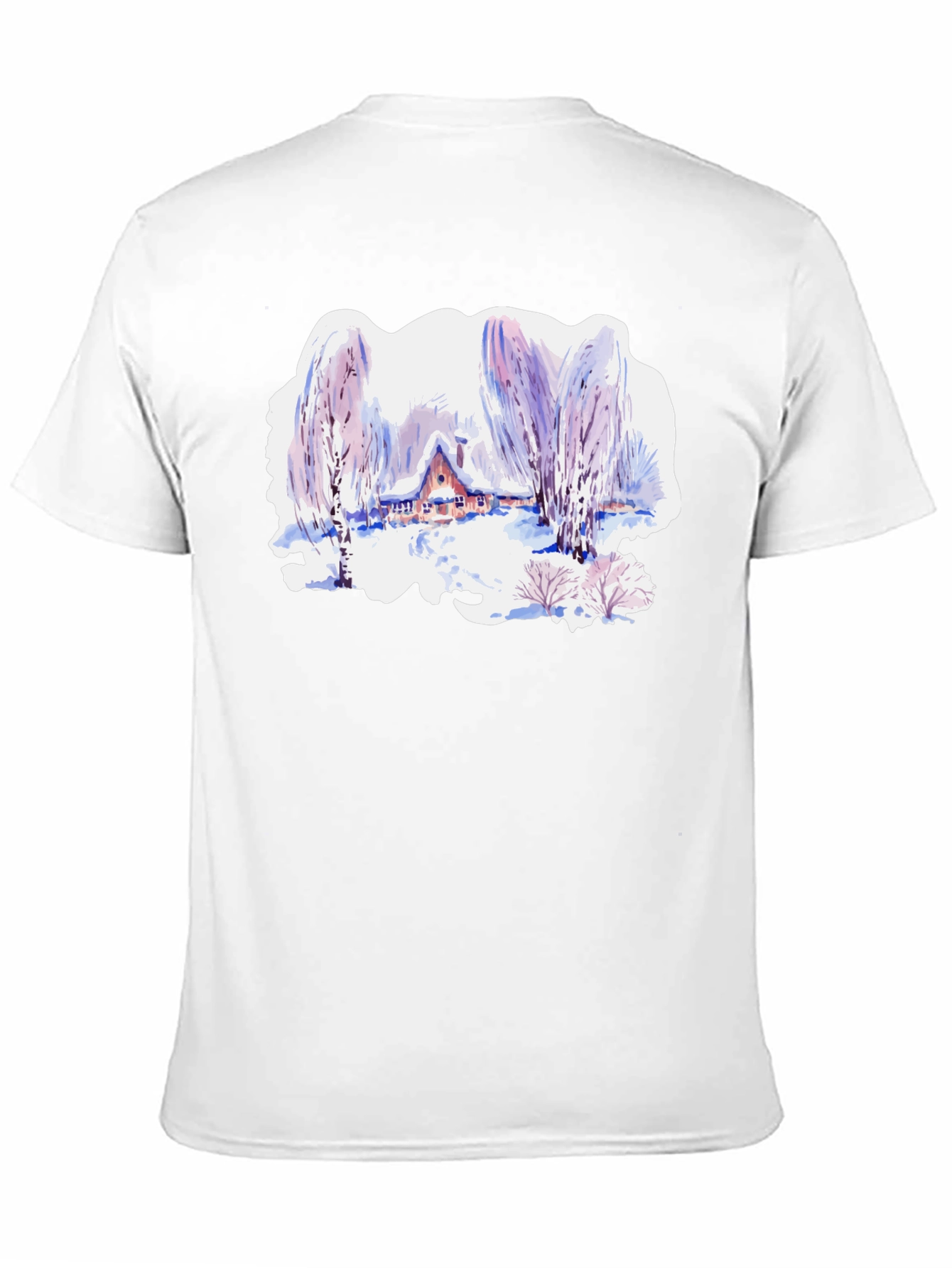 Winter Cabin Watercolor T-Shirt