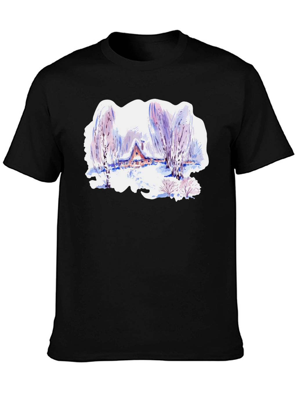 Winter Cabin Watercolor T-Shirt