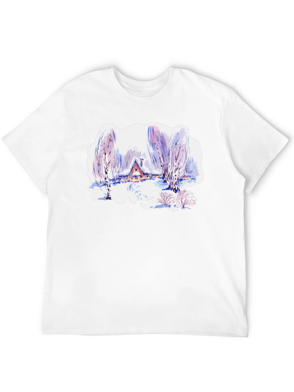 Winter Cabin Watercolor T-Shirt