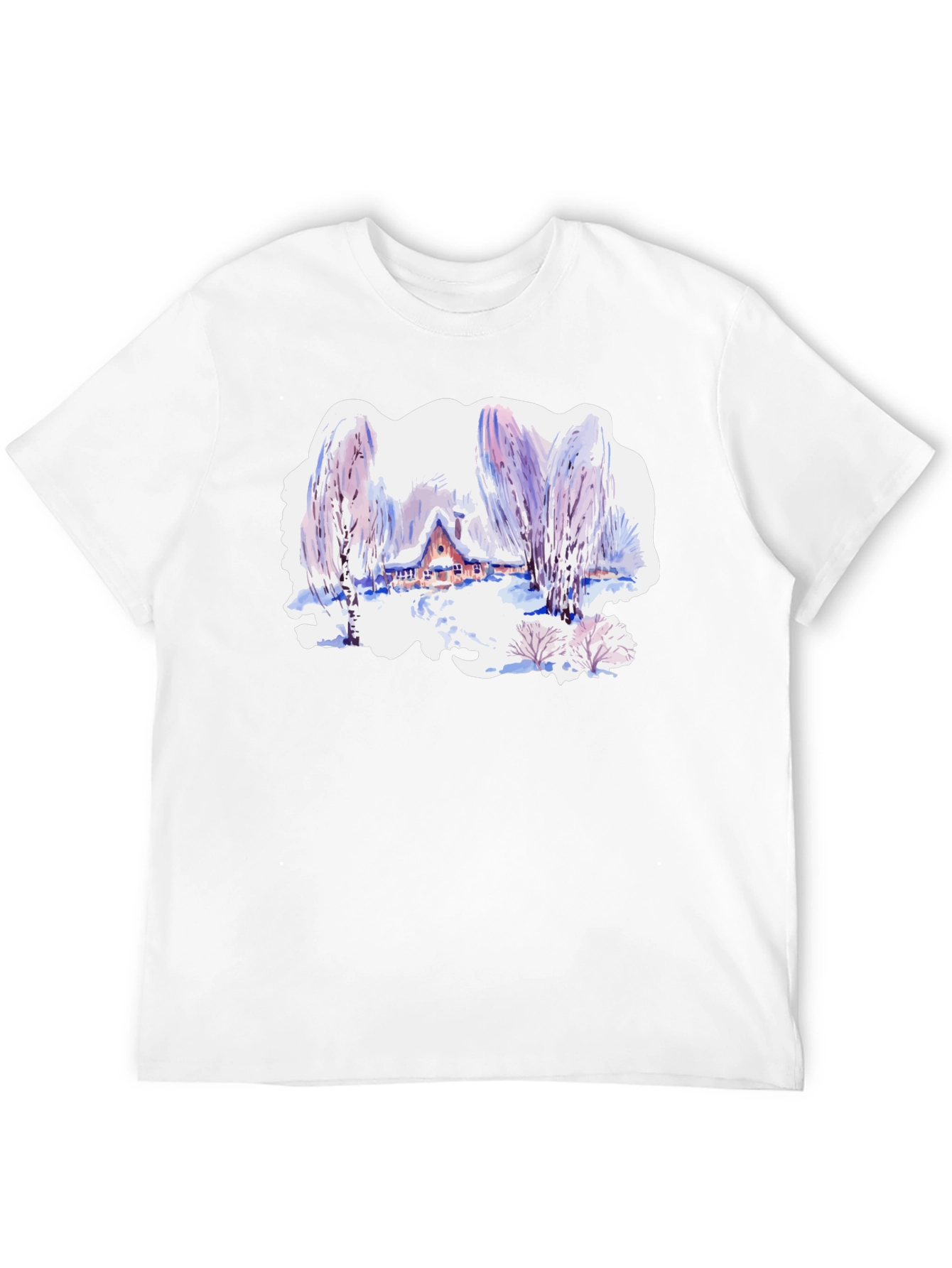 Winter Cabin Watercolor T-Shirt