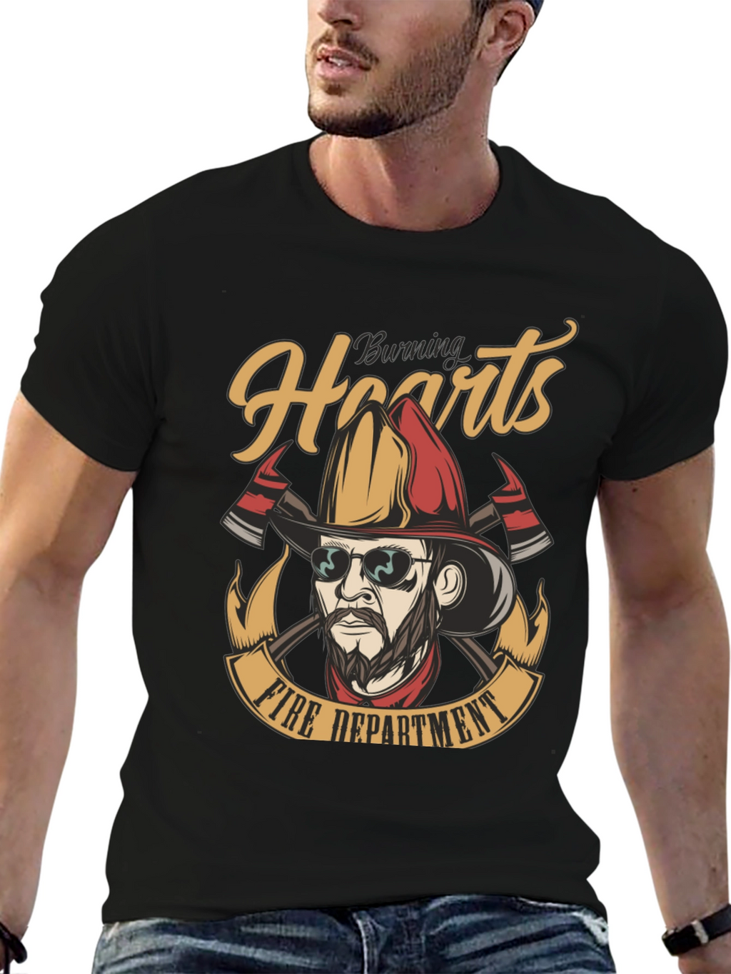 Burning Hearts Fire Department Graphic Tee