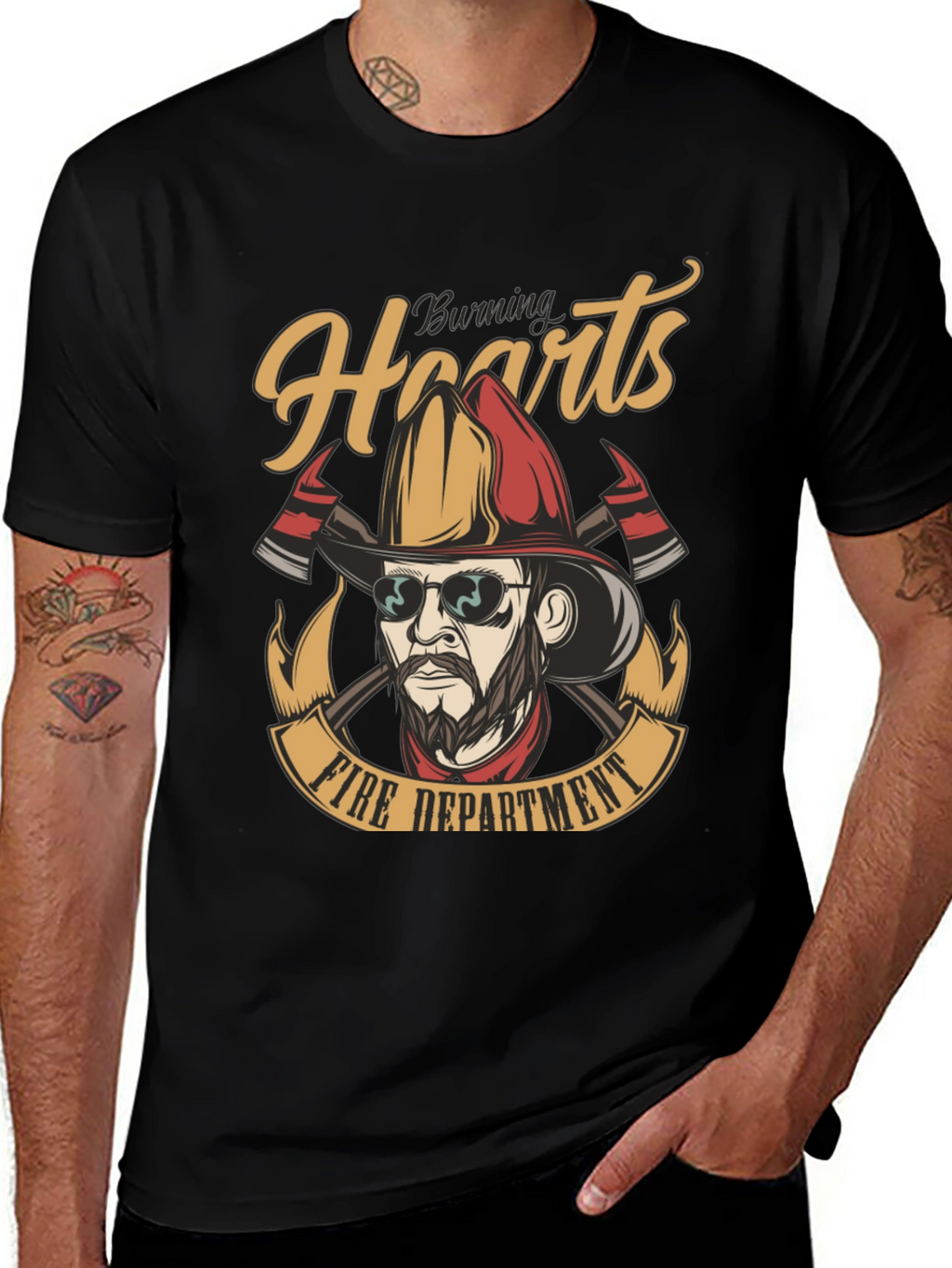 Burning Hearts Fire Department Graphic Tee
