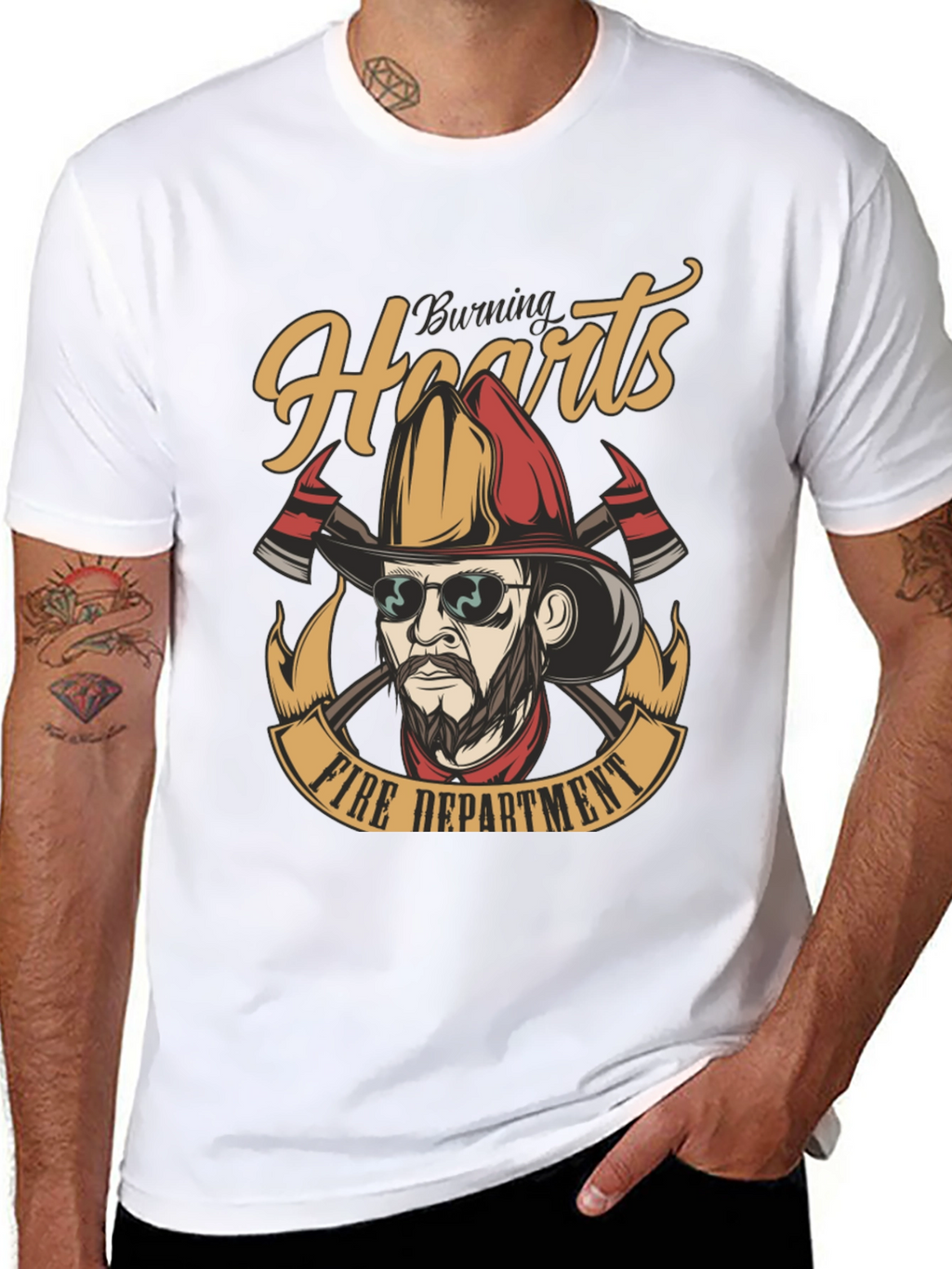 Burning Hearts Fire Department Graphic Tee