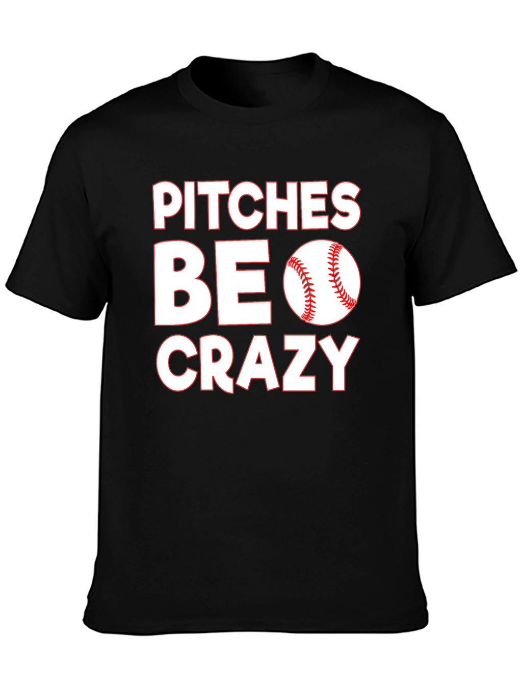 Pitches Be Crazy Black Cotton Graphic T-Shirt