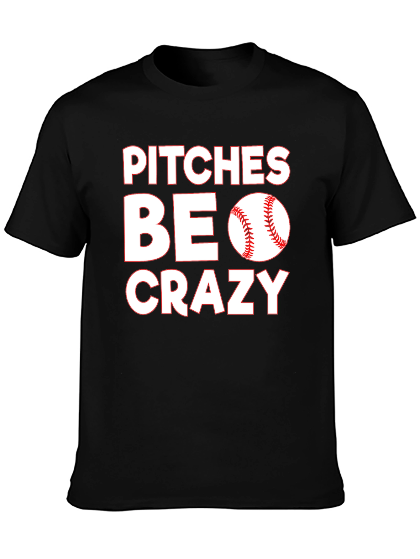 Pitches Be Crazy Black Cotton Graphic T-Shirt