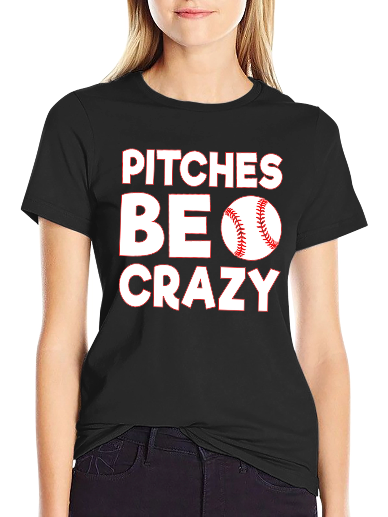 Pitches Be Crazy Black Cotton Graphic T-Shirt