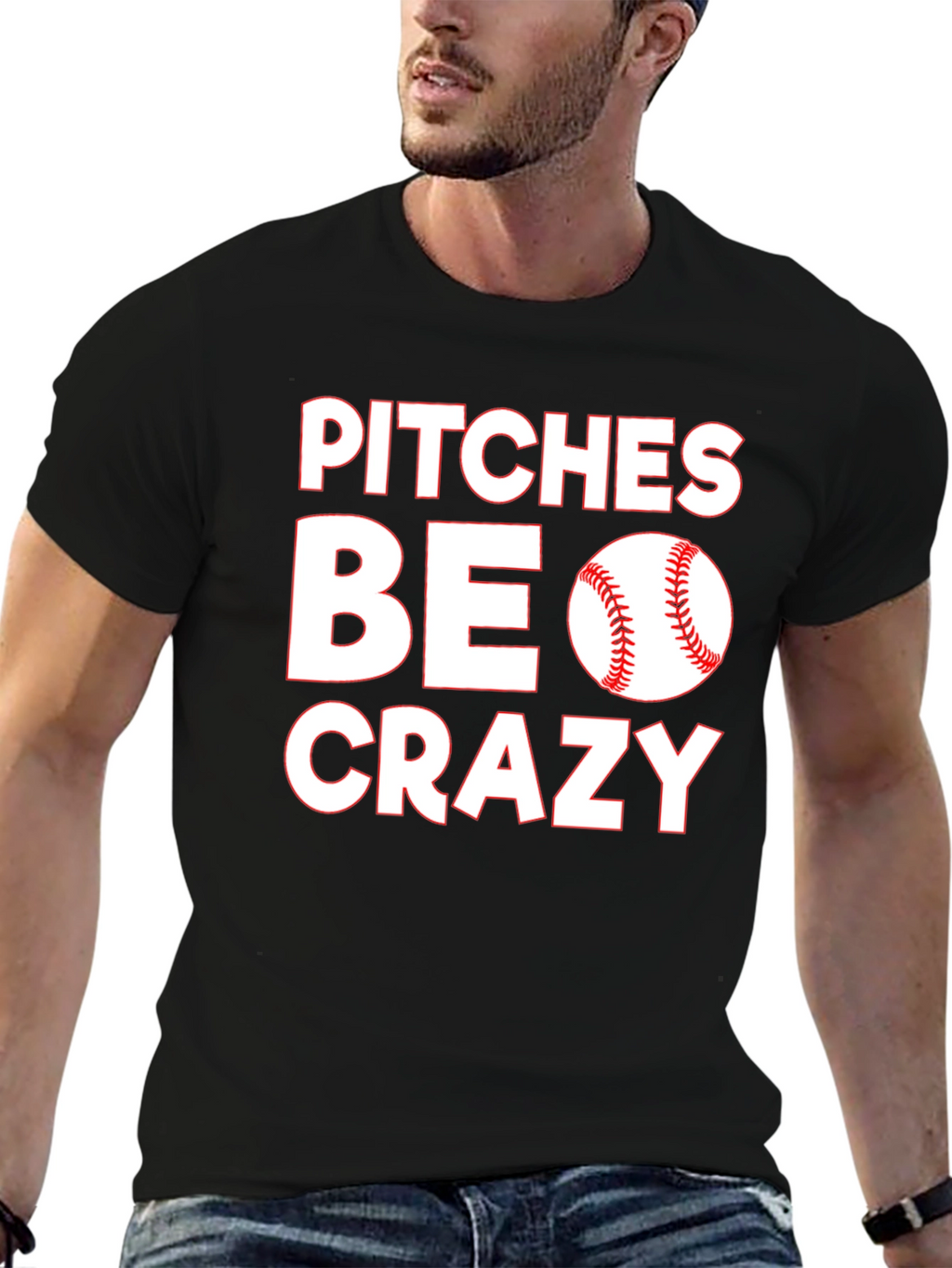 Pitches Be Crazy Black Cotton Graphic T-Shirt