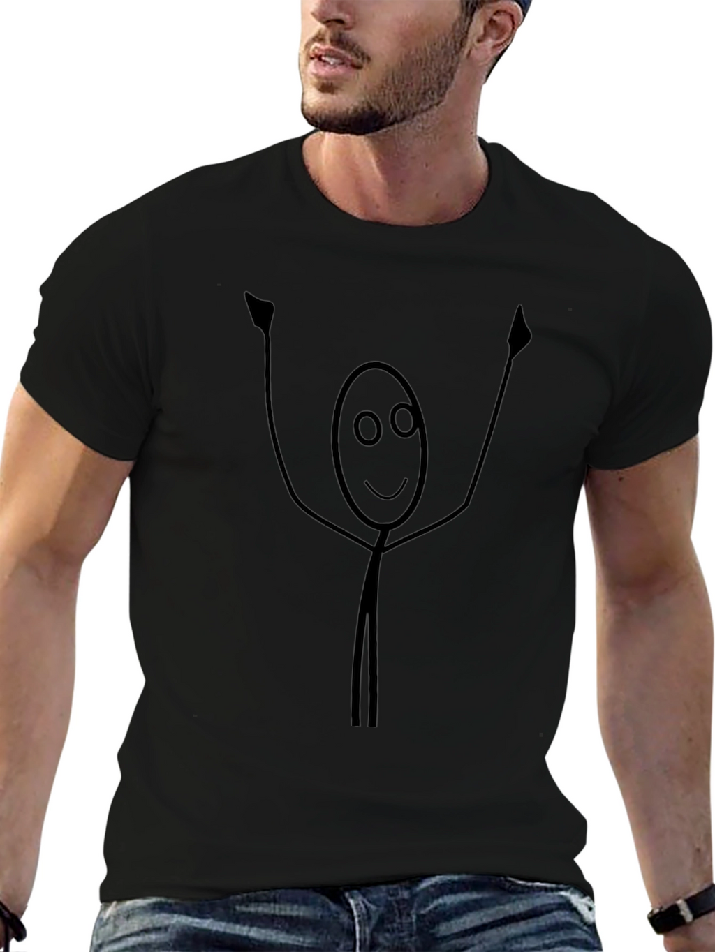 Funny Stick Figure Graphic Black T-Shirt