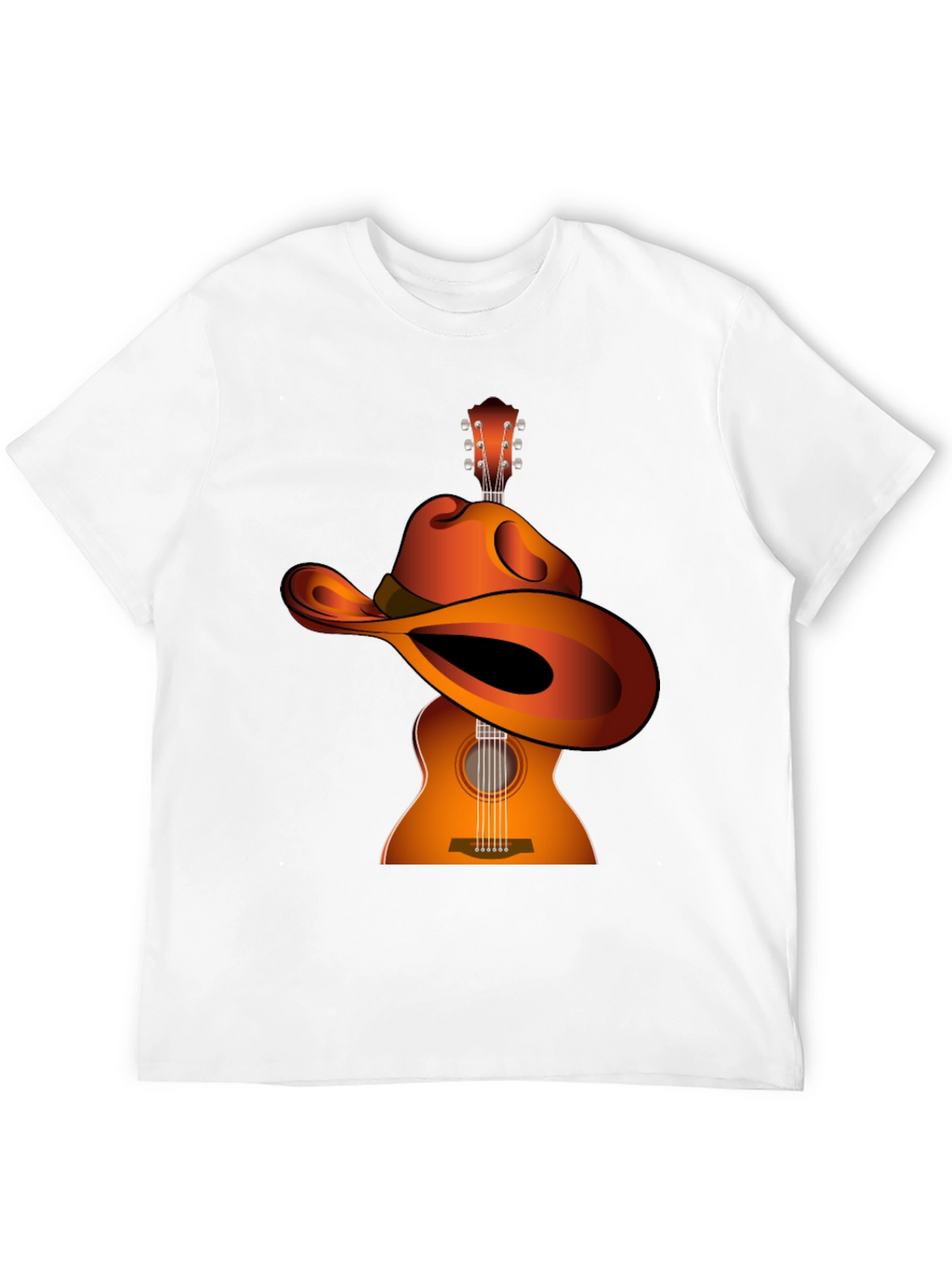 Guitar Cowboy Hat Graphic Tee - Musical Western Style