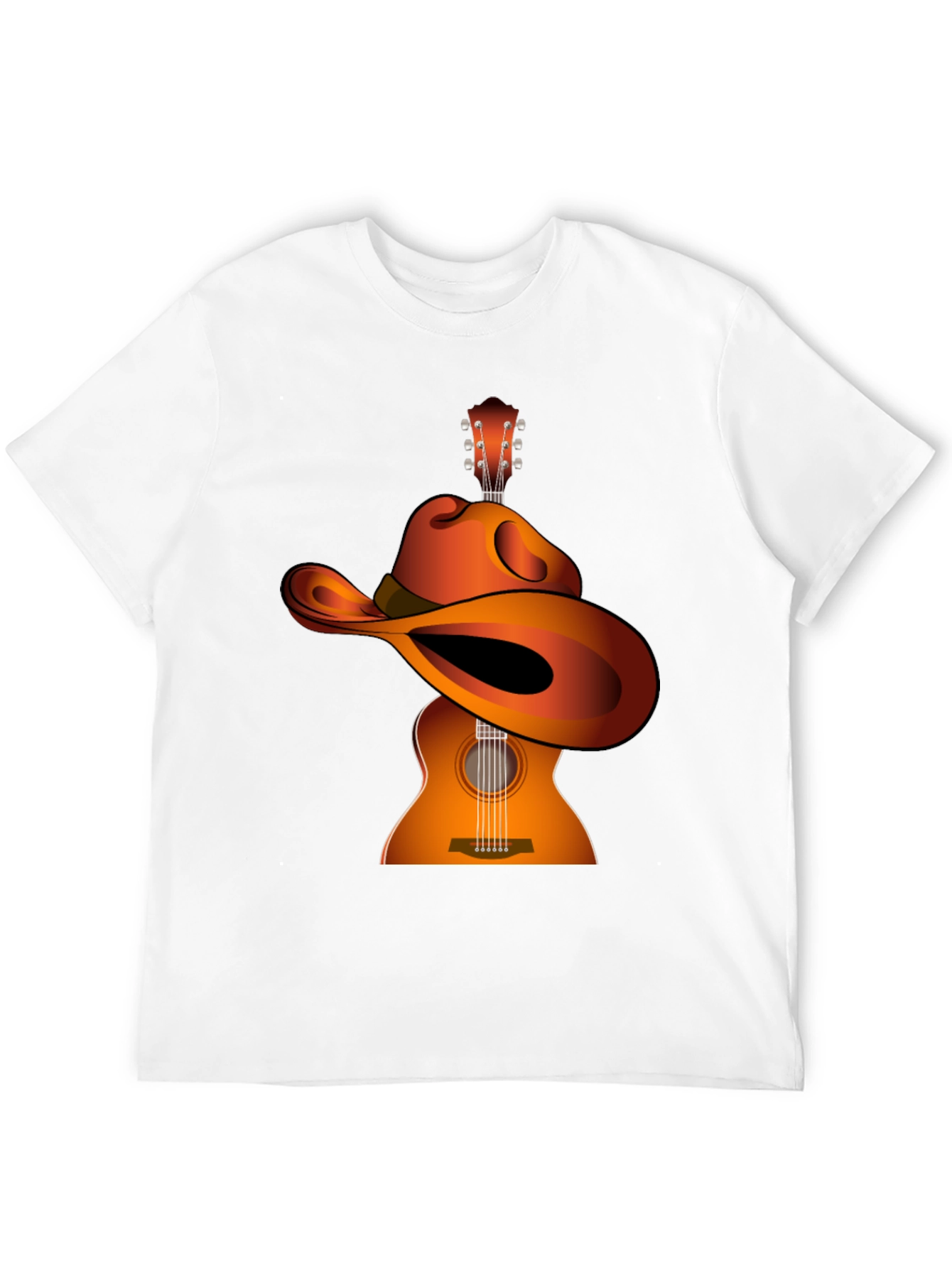 Guitar Cowboy Hat Graphic Tee - Musical Western Style