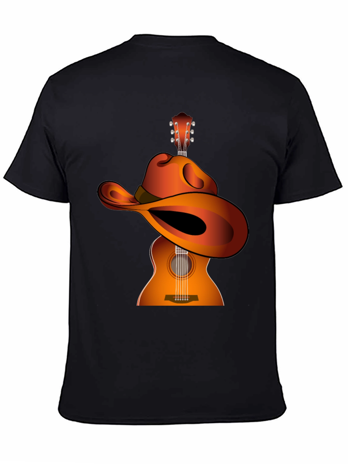 Guitar Cowboy Hat Graphic Tee - Musical Western Style