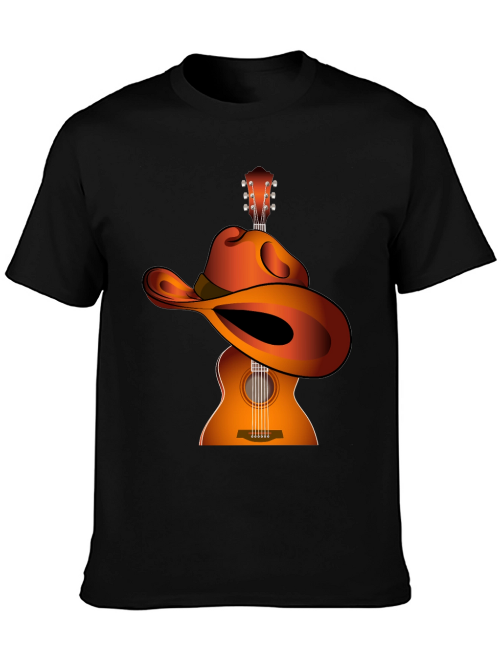 Guitar Cowboy Hat Graphic Tee - Musical Western Style