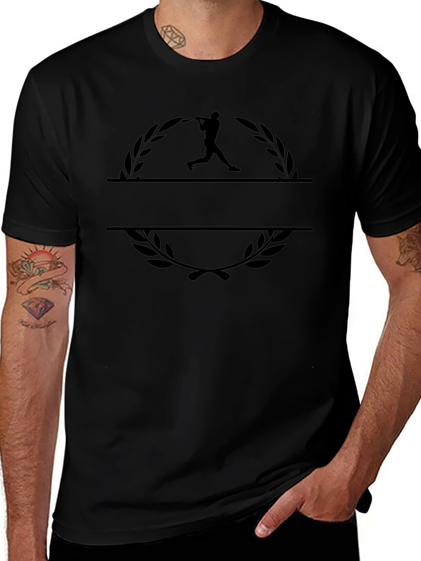 Baseball Player Graphic Black T-Shirt