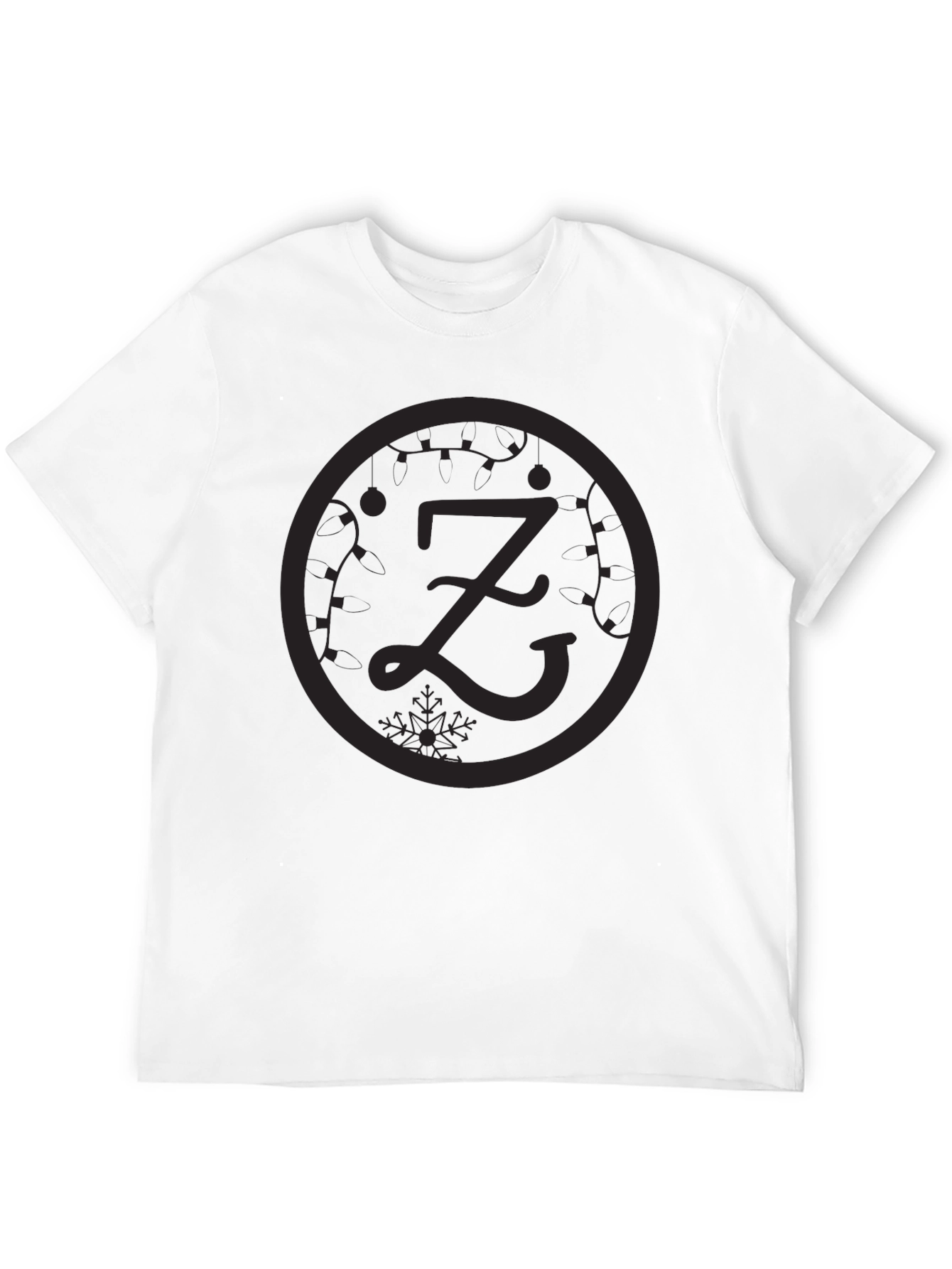 Black Graphic Tee - Z Letter Festive Design