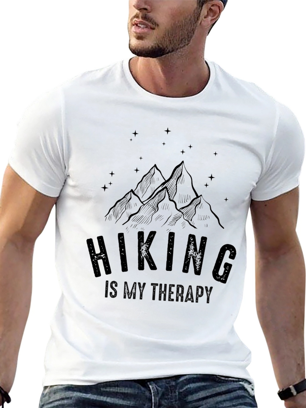 Hiking Is My Therapy Black Graphic Tee