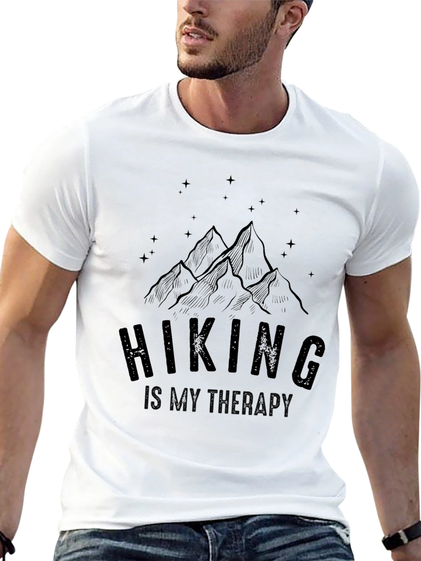 Hiking Is My Therapy Black Graphic Tee