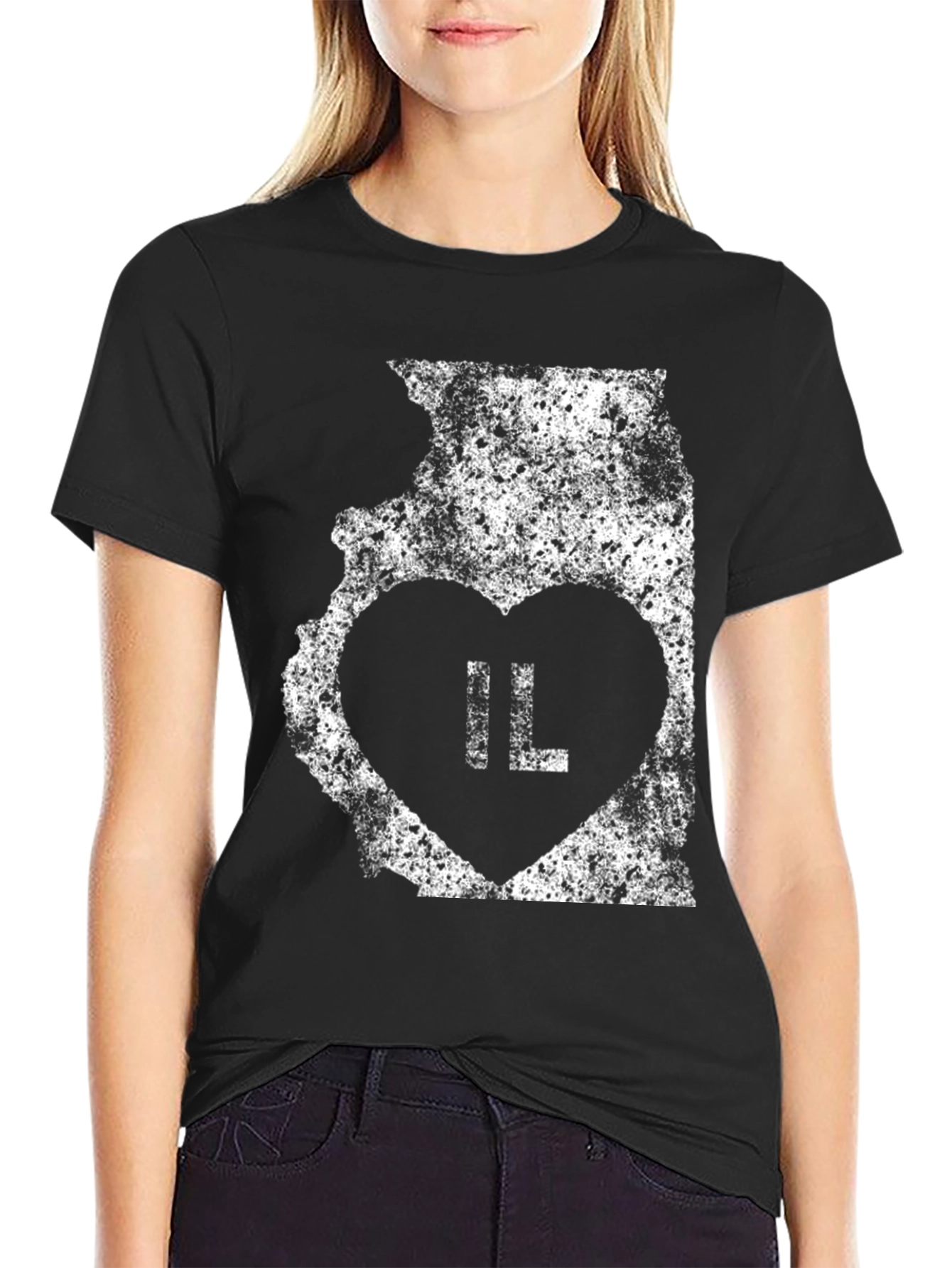 Illinois State Heart T-Shirt - Black