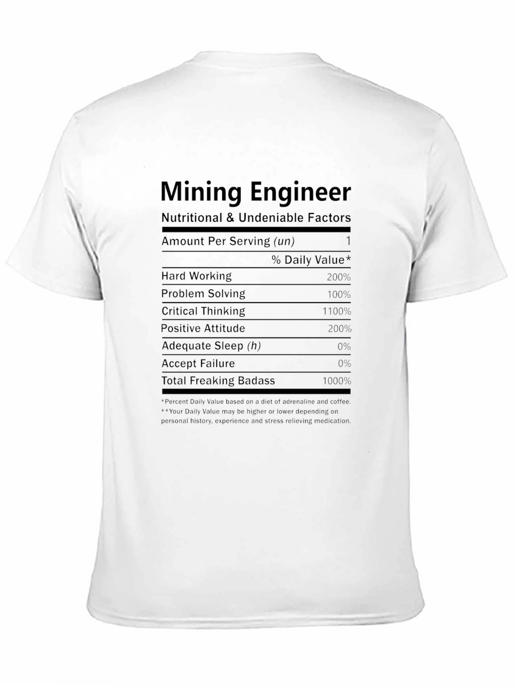 Mining Engineer Nutrition Facts Graphic Tee