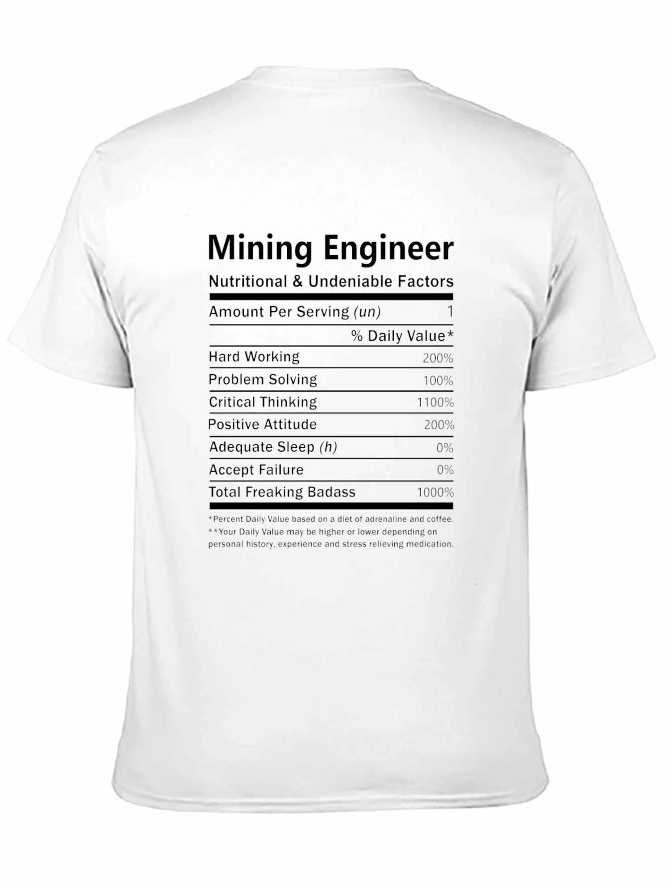 Mining Engineer Nutrition Facts Graphic Tee