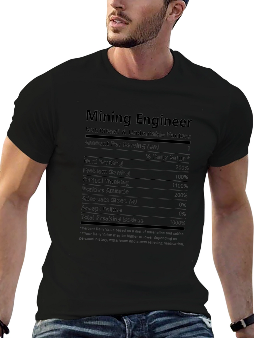 Mining Engineer Nutrition Facts Graphic Tee
