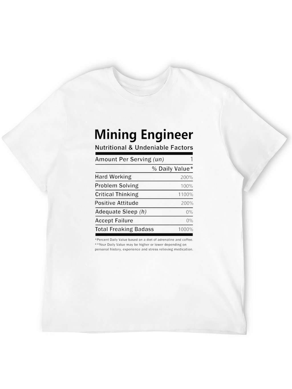 Mining Engineer Nutrition Facts Graphic Tee