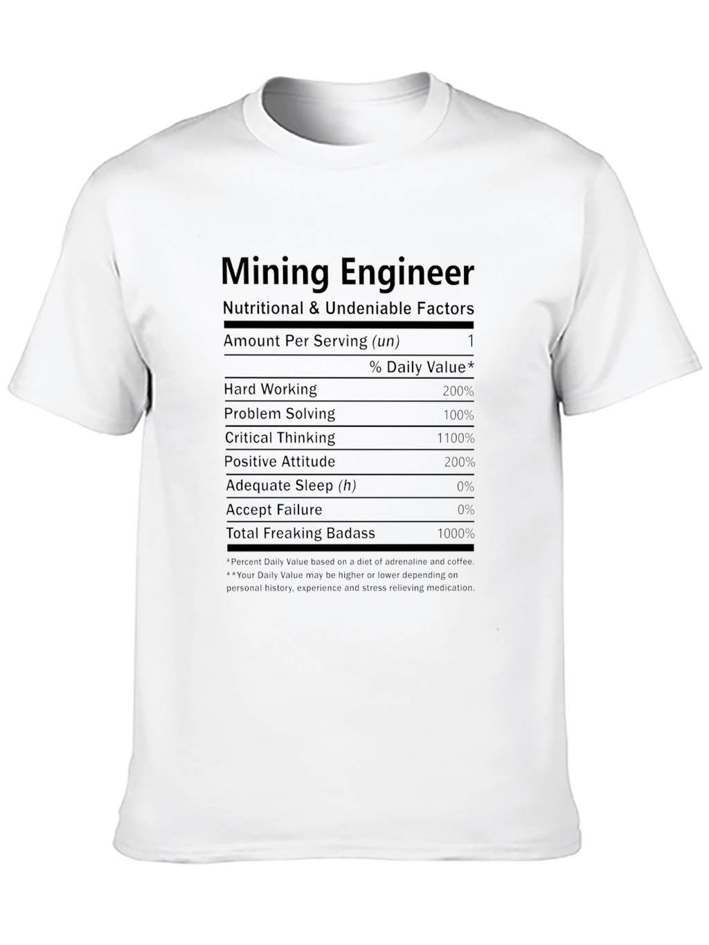 Mining Engineer Nutrition Facts Graphic Tee