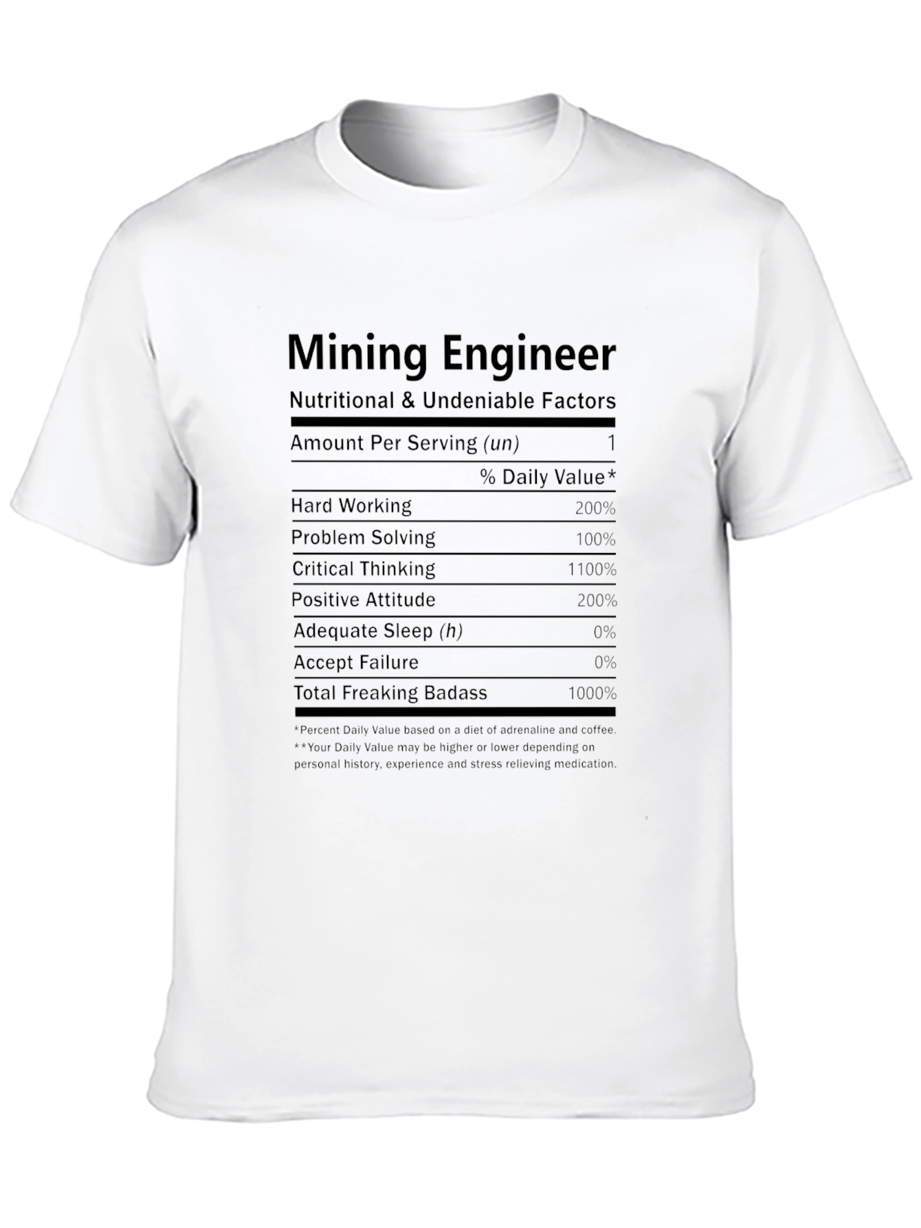 Mining Engineer Nutrition Facts Graphic Tee