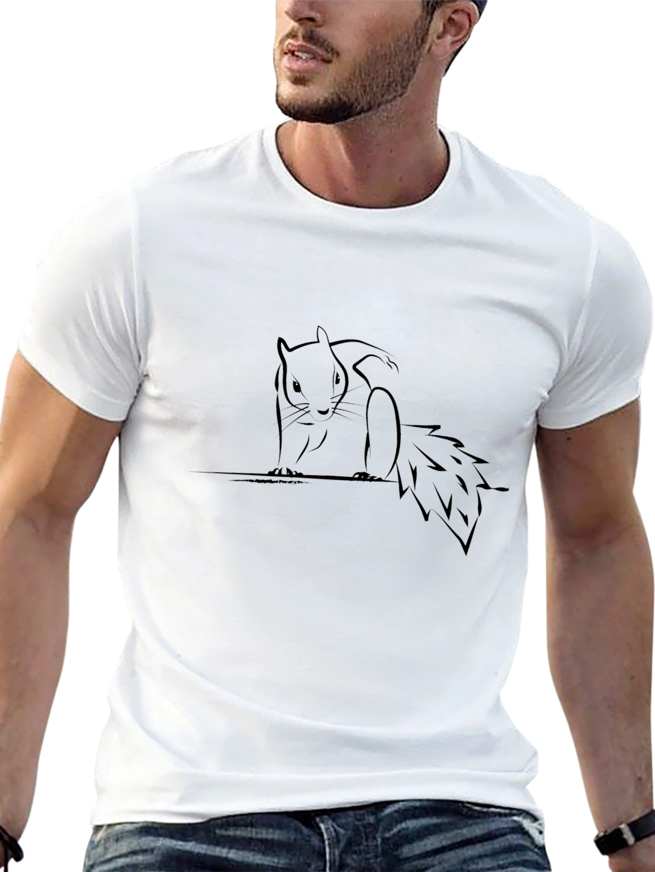 Squirrel Graphic Black T-Shirt - Minimalist Design
