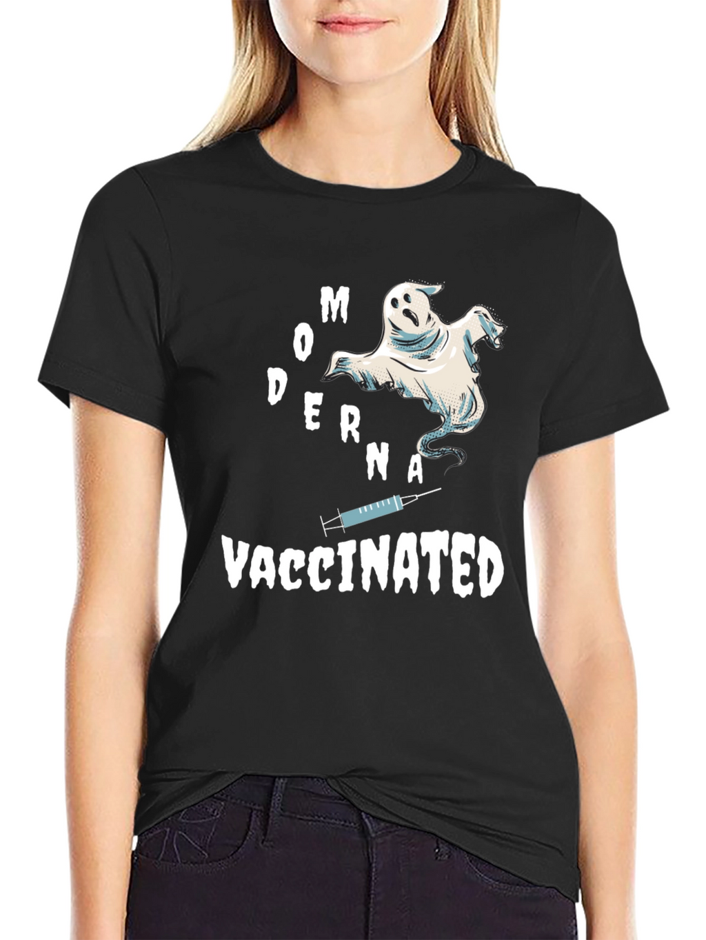 Moderna Vaccinated Ghost T-Shirt Funny Halloween