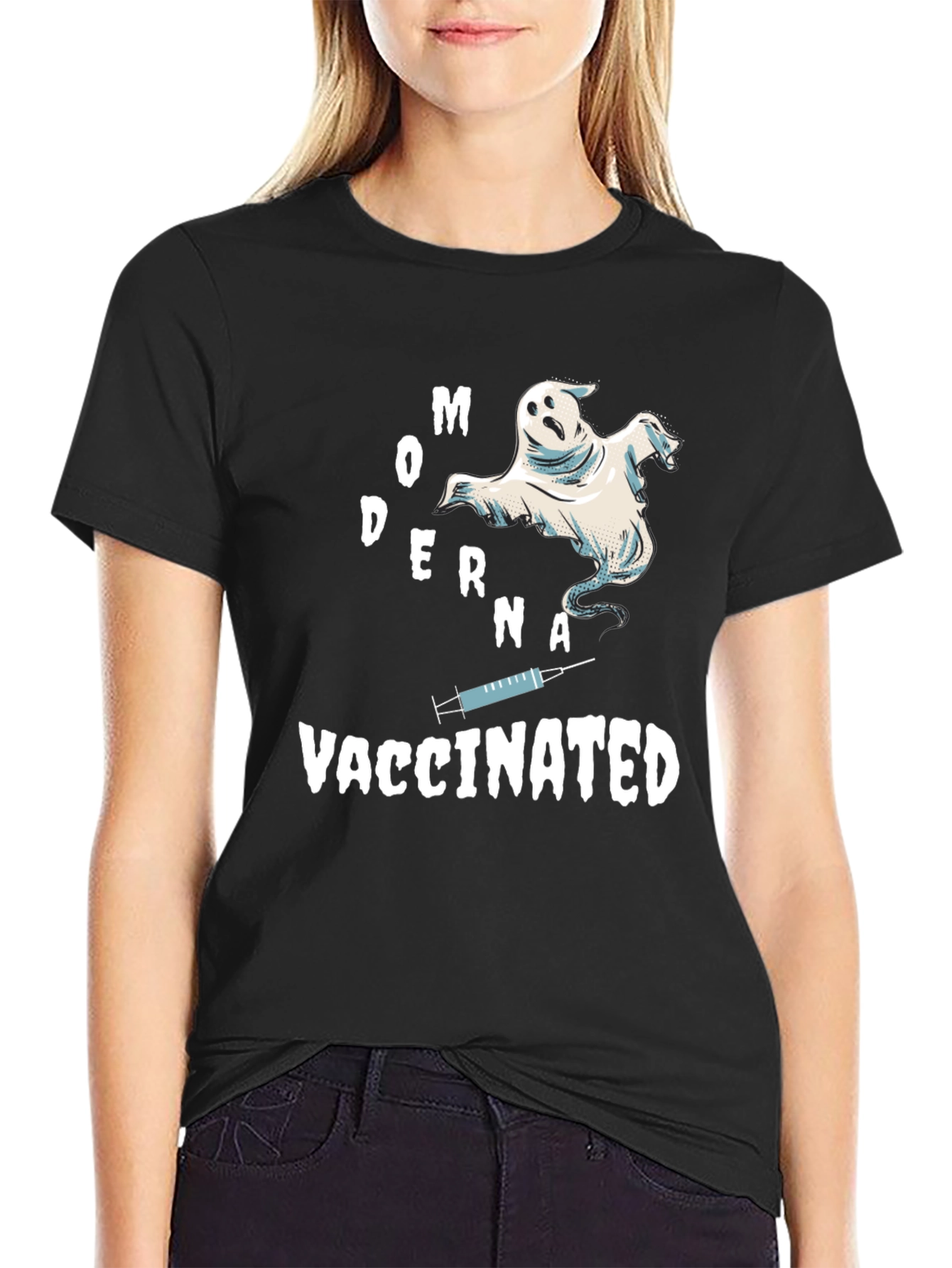 Moderna Vaccinated Ghost T-Shirt Funny Halloween