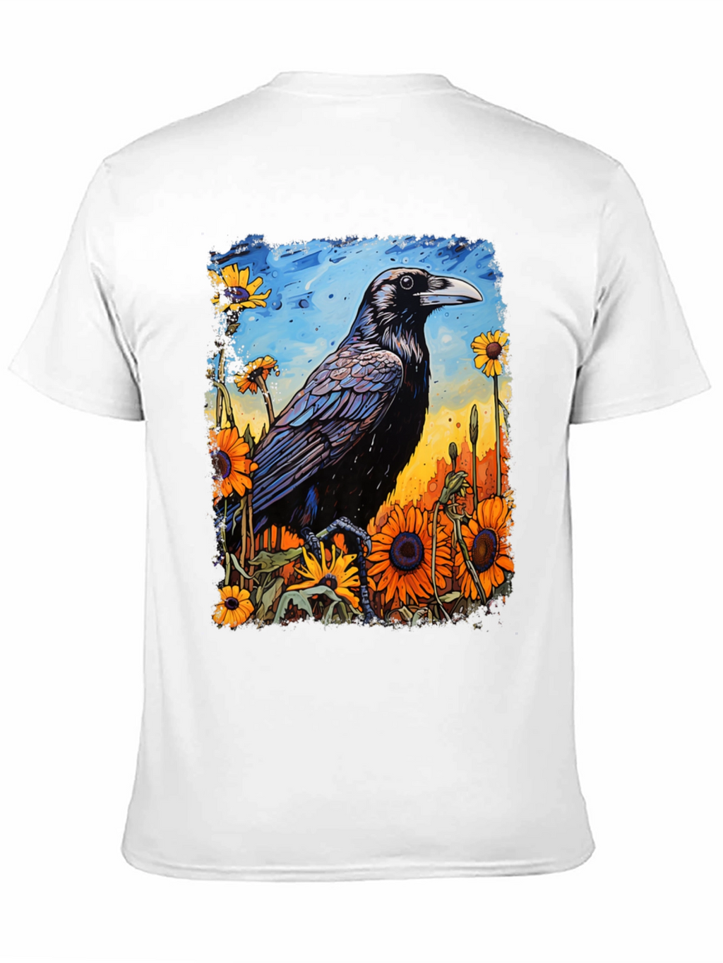 Raven & Sunflower Graphic T-Shirt - Unique Art Tee