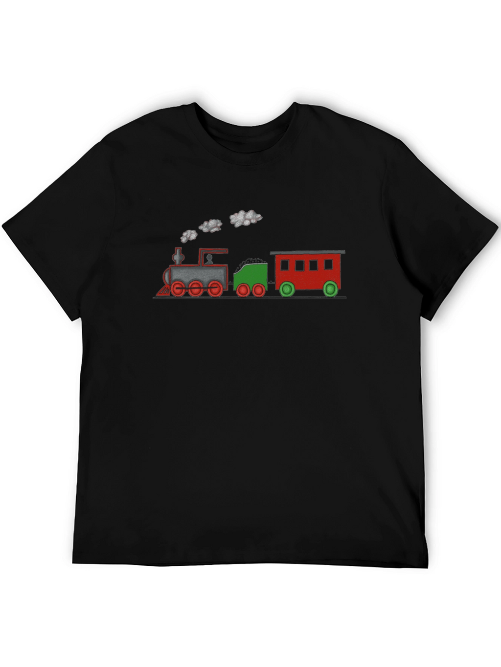 Train Graphic Tee - Black Cotton Blend T-Shirt