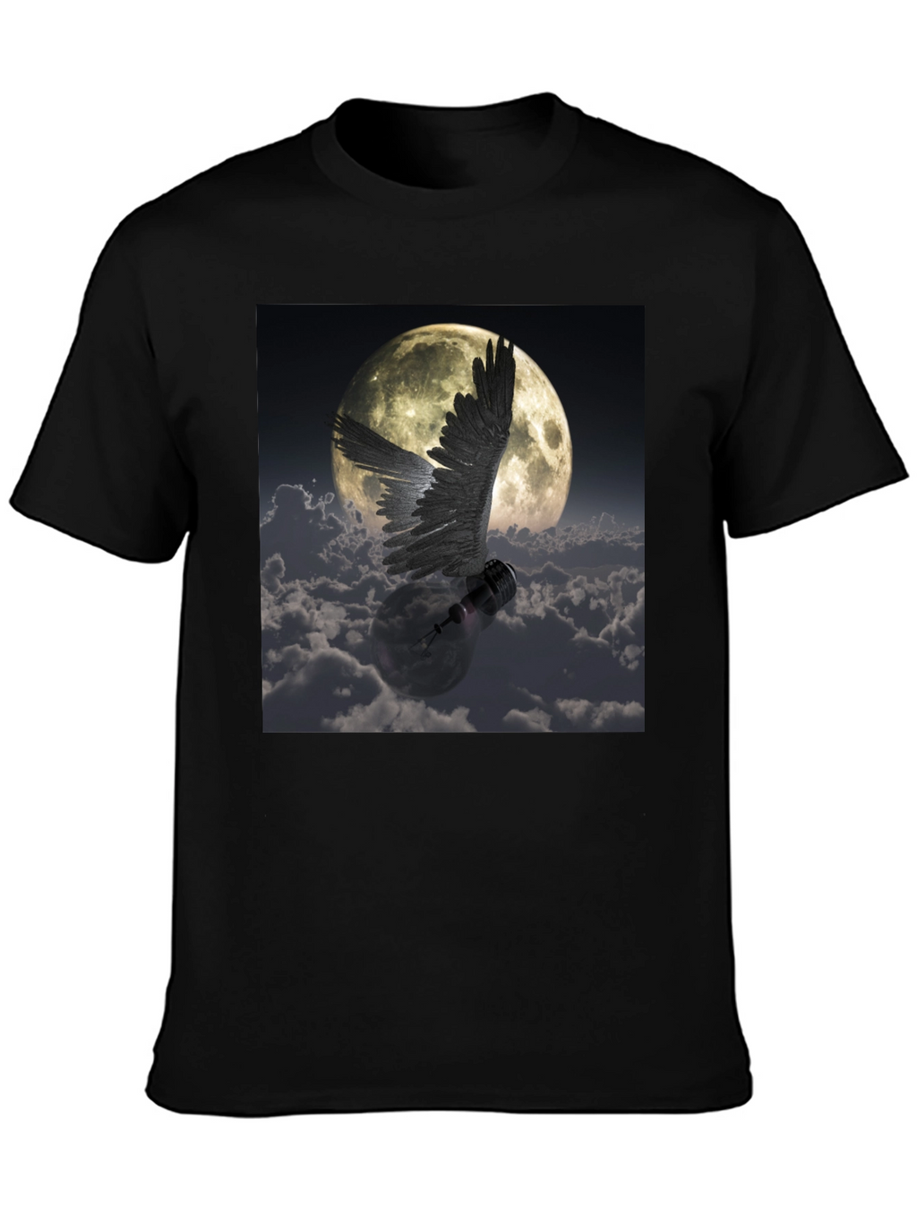 Winged Lightbulb Moon Graphic T-Shirt