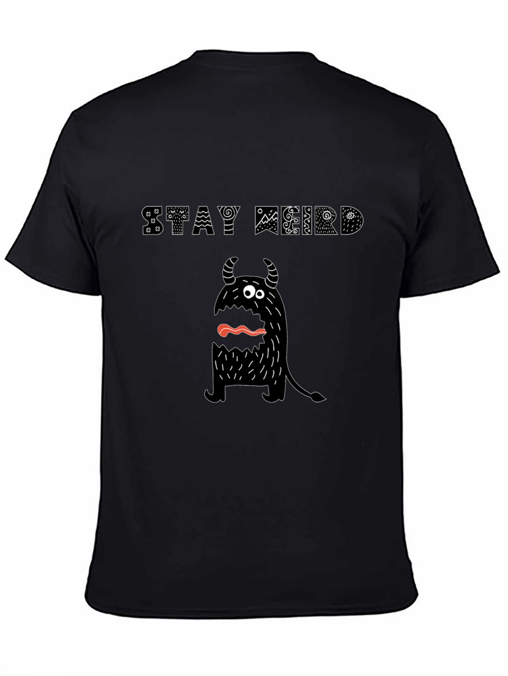 Stay Weird Monster Graphic Tee - Black Cotton T-Shirt