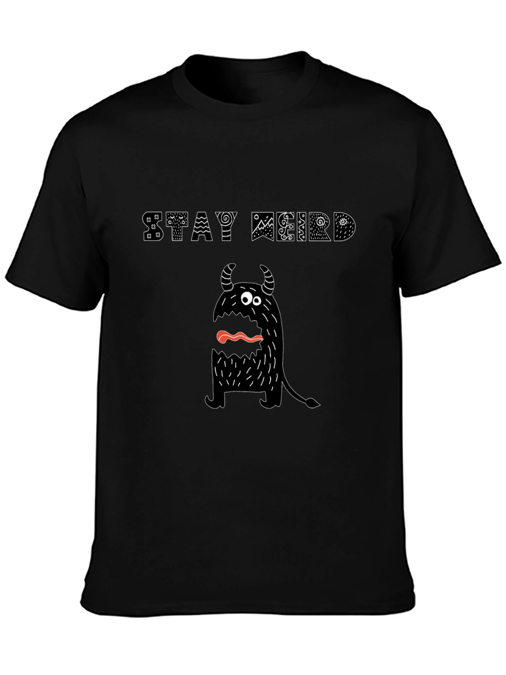 Stay Weird Monster Graphic Tee - Black Cotton T-Shirt