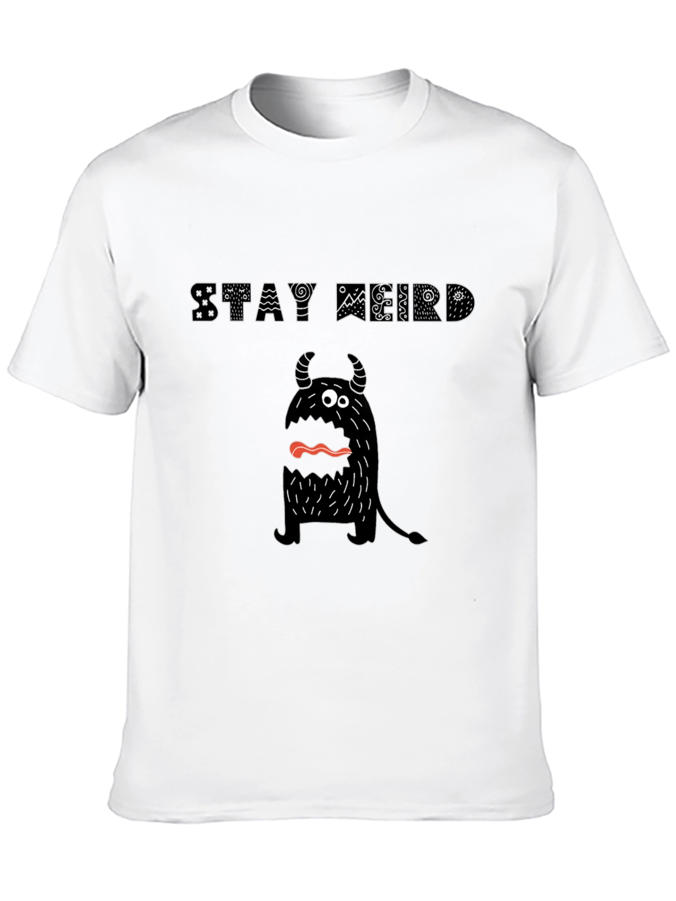 Stay Weird Monster Graphic Tee - Black Cotton T-Shirt