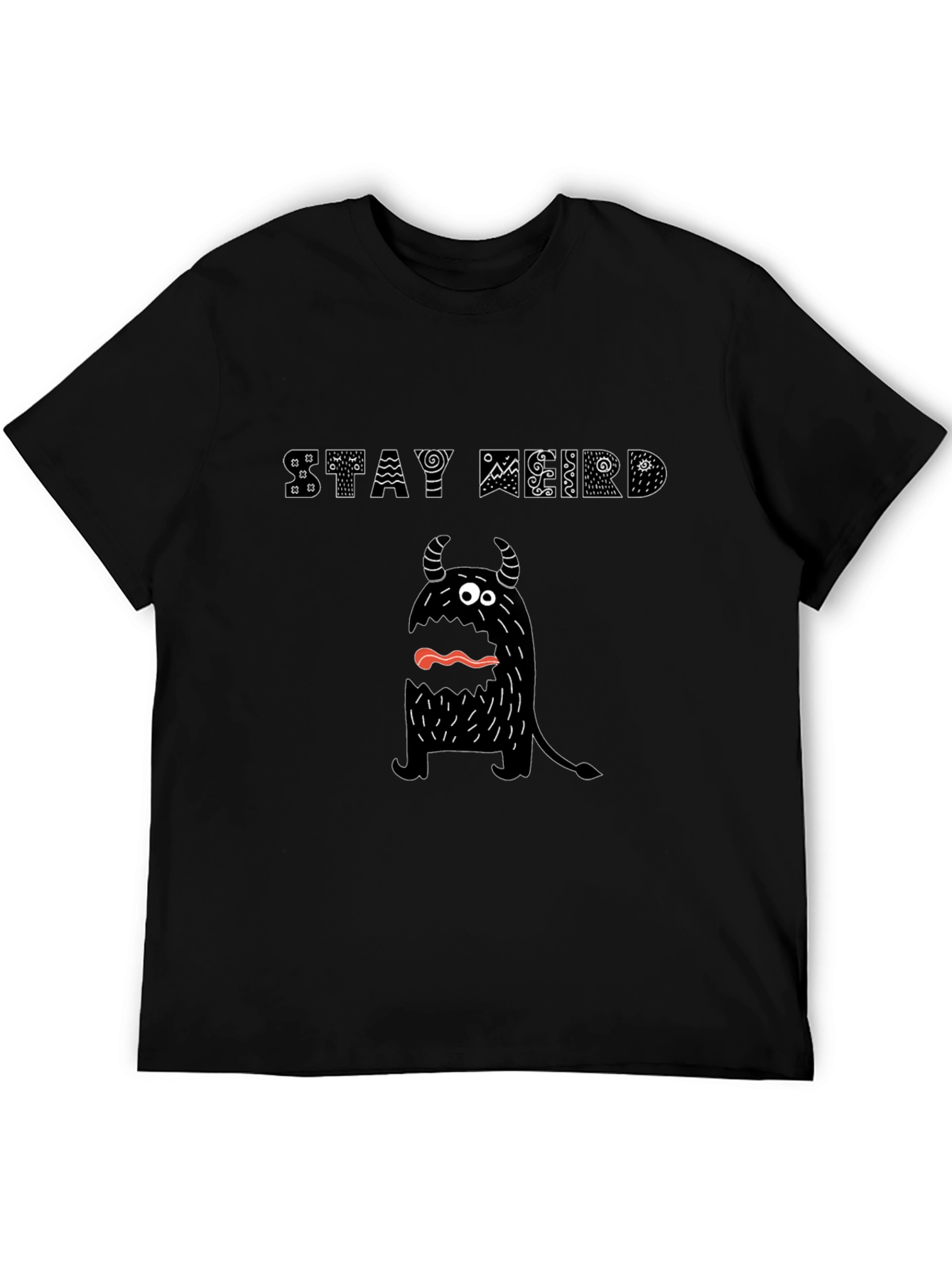 Stay Weird Monster Graphic Tee - Black Cotton T-Shirt