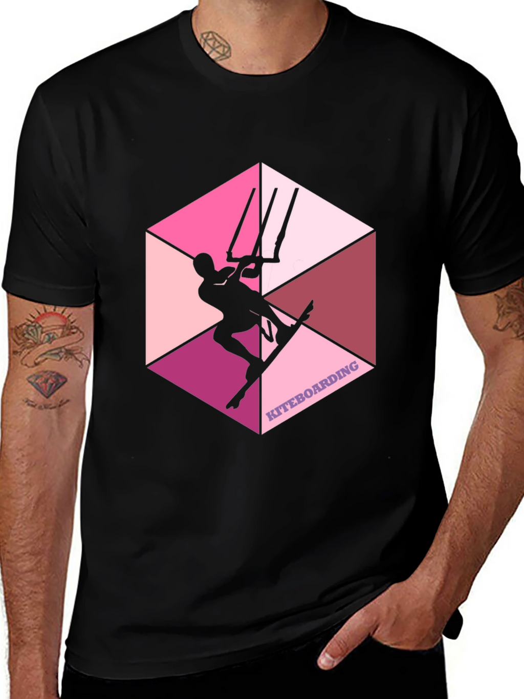 Kiteboarding Graphic Tee - Hexagon Design