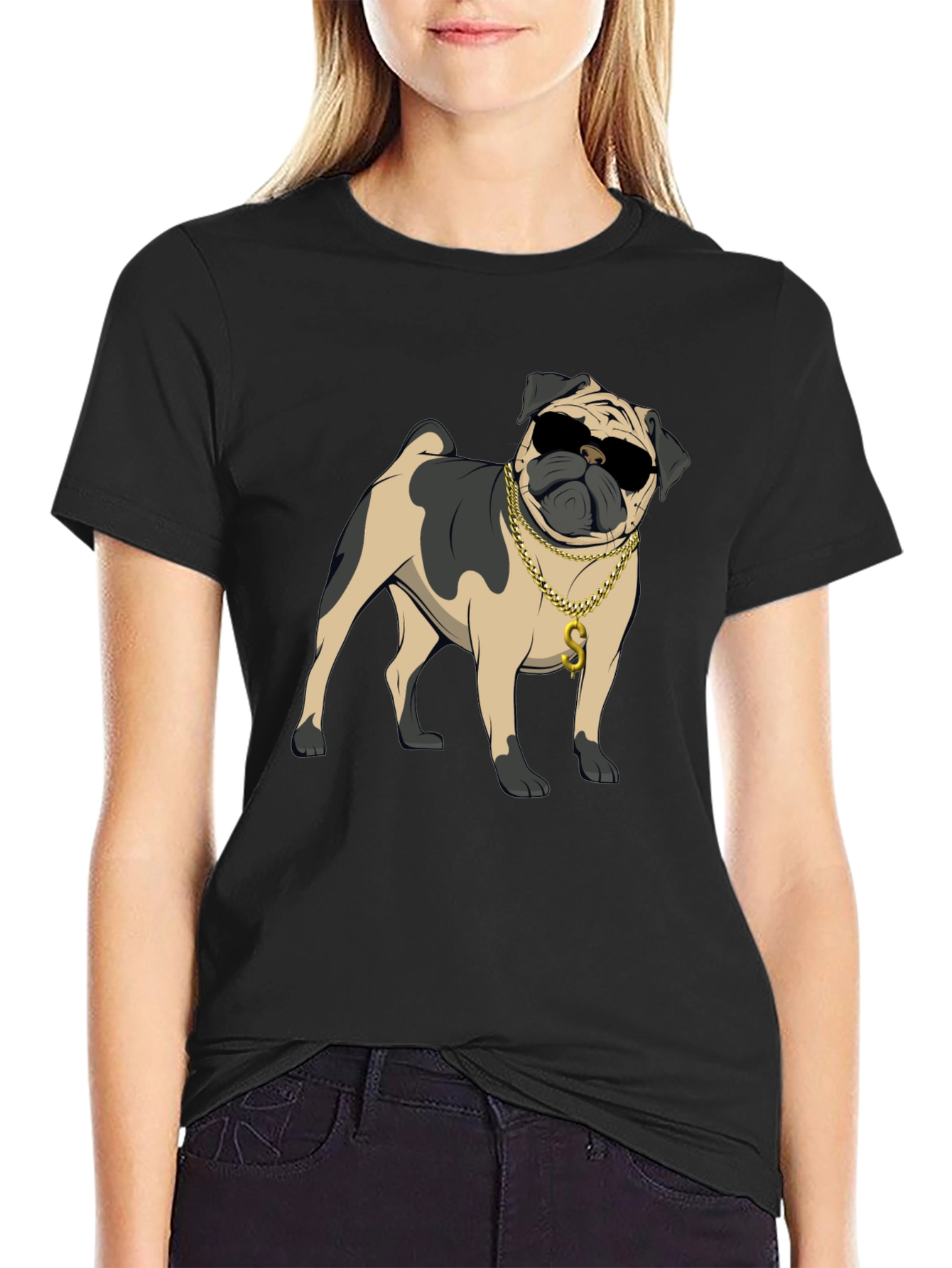 Cool Pug Black T-Shirt