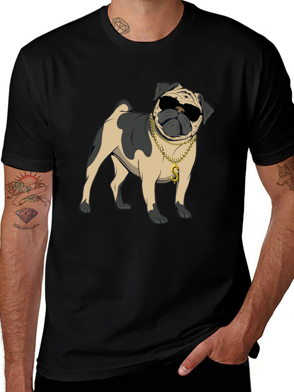 Cool Pug Black T-Shirt